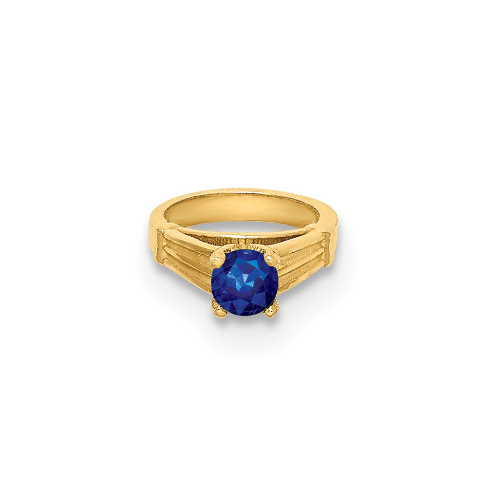 14K 3D Ring with Dark Blue Glass Stone Charm