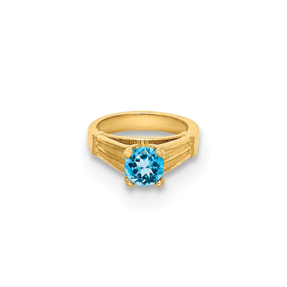 14K 3D Ring with Aqua CZ Charm