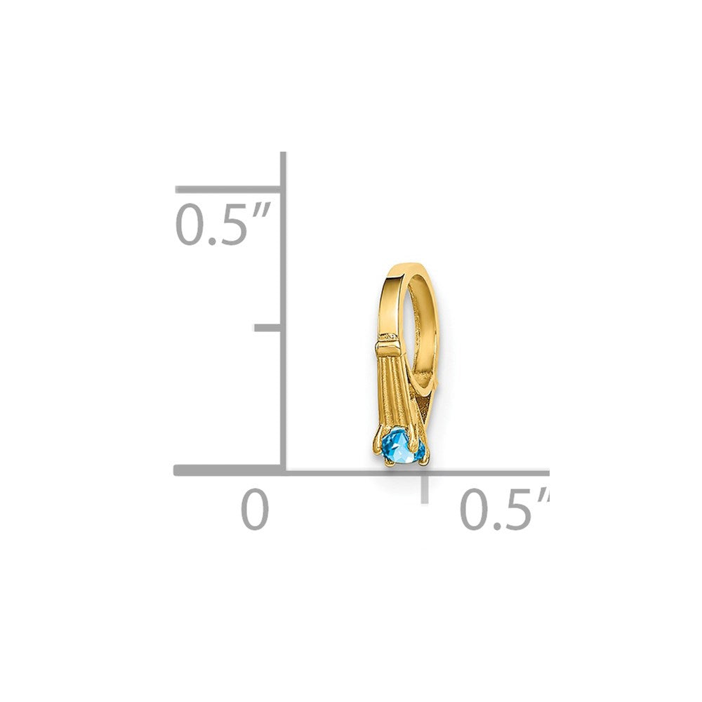 14K 3D Ring with Aqua CZ Charm