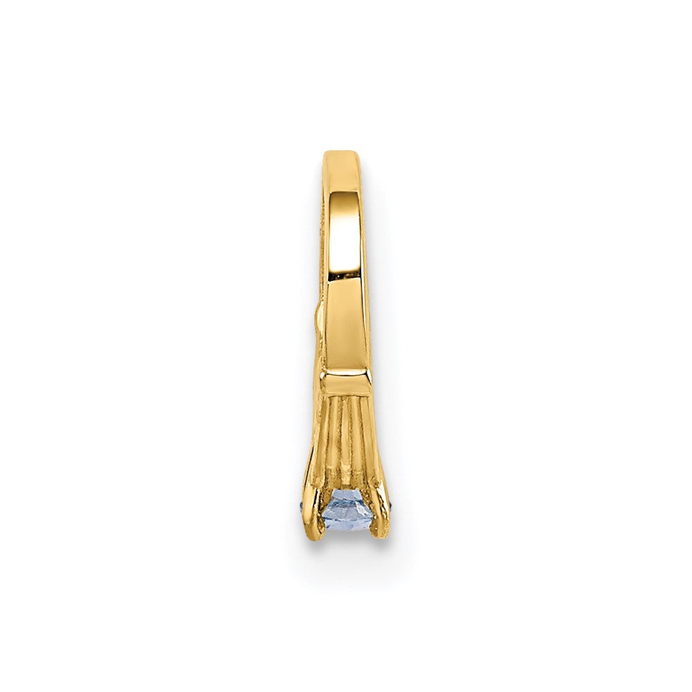 14K 3D Ring with Light Blue CZ Charm