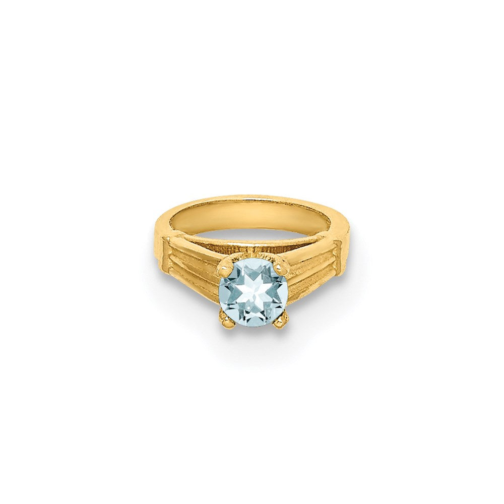 14K 3D Ring with Light Blue CZ Charm