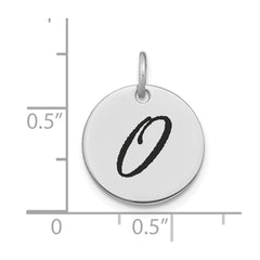 14kw Polished Black Enamel Letter O Initial Disk Charm