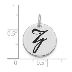 14kw Polished Black Enamel Letter Z Initial Disk Charm