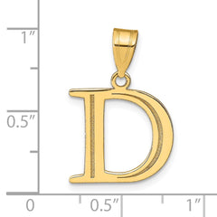 14k Polished Etched Letter D Initial Pendant - 2