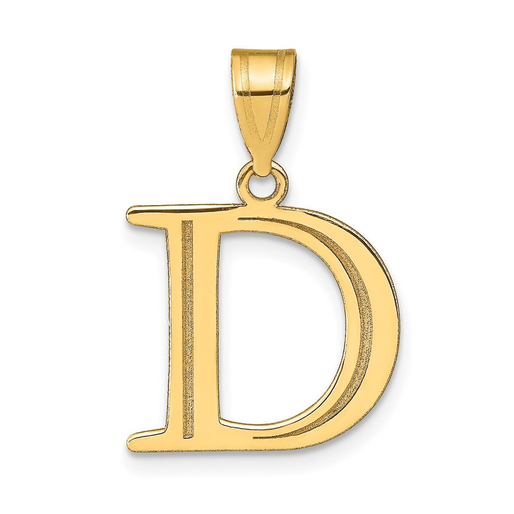 14k Polished Etched Letter D Initial Pendant - 2