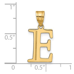 14k Polished Etched Letter E Initial Pendant - 2