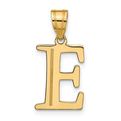 14k Polished Etched Letter E Initial Pendant - 2