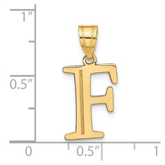 14k Polished Etched Letter F Initial Pendant - 2