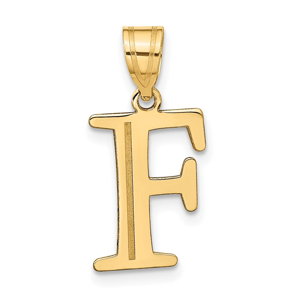 14k Polished Etched Letter F Initial Pendant - 2