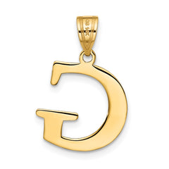 14k Polished Etched Letter G Initial Pendant - 2