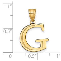 14k Polished Etched Letter G Initial Pendant - 2