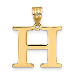 14k Polished Etched Letter H Initial Pendant - 2