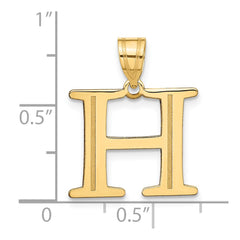 14k Polished Etched Letter H Initial Pendant - 2