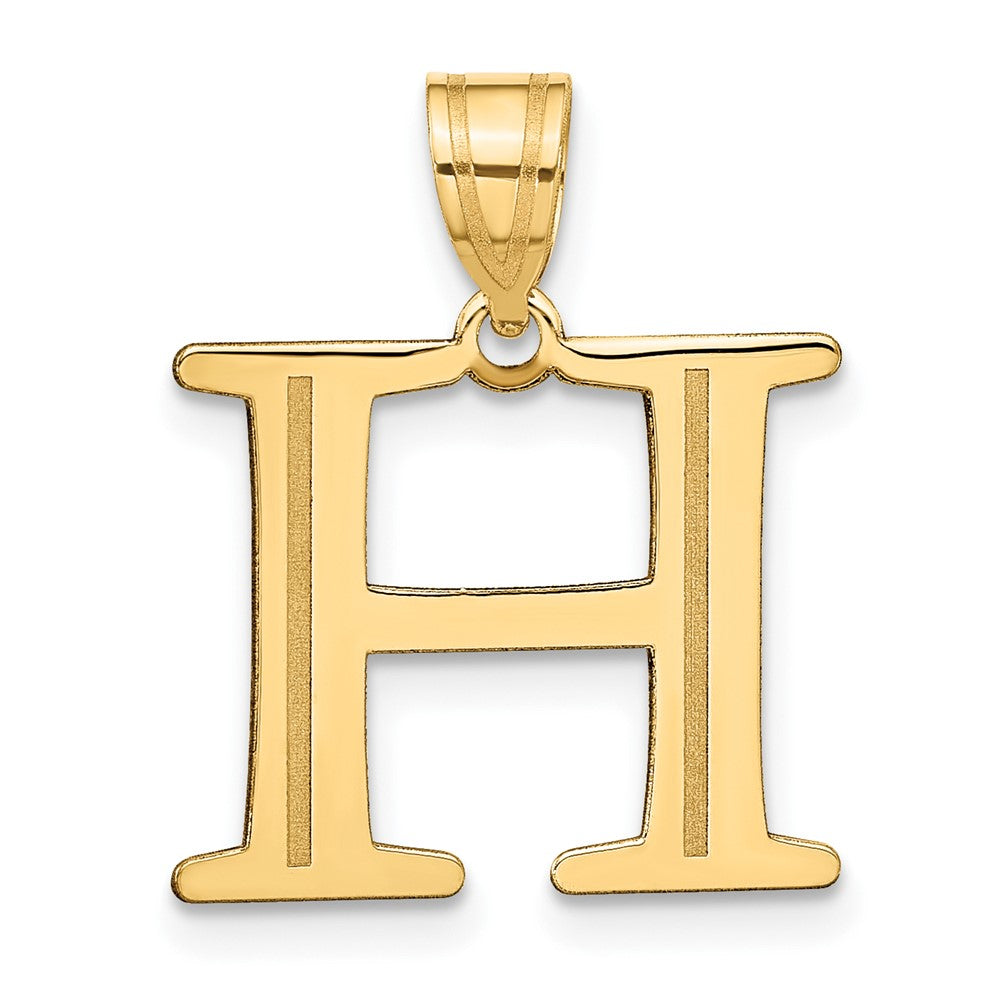 14k Polished Etched Letter H Initial Pendant - 2