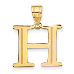 14k Polished Etched Letter H Initial Pendant - 2