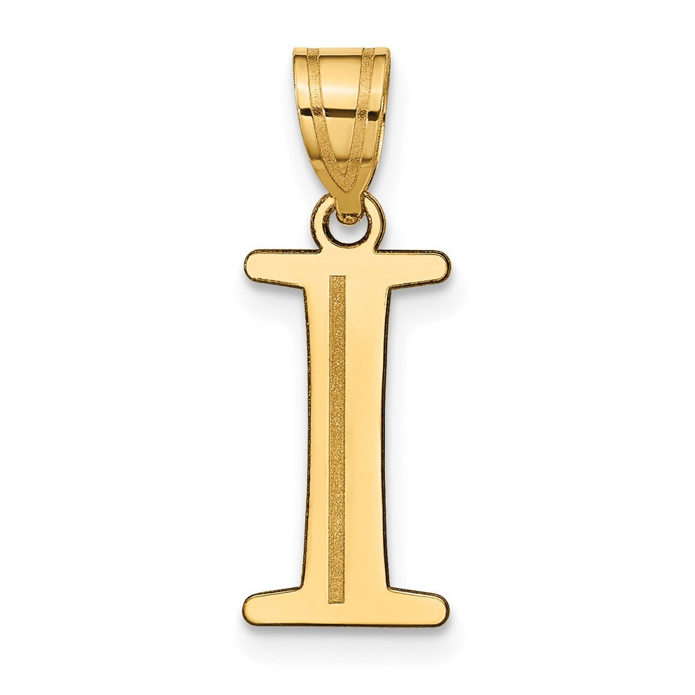 14k Polished Etched Letter I Initial Pendant - 2