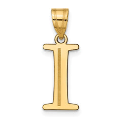 14k Polished Etched Letter I Initial Pendant - 2
