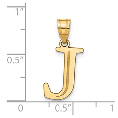 14k Polished Etched Letter J Initial Pendant - 2