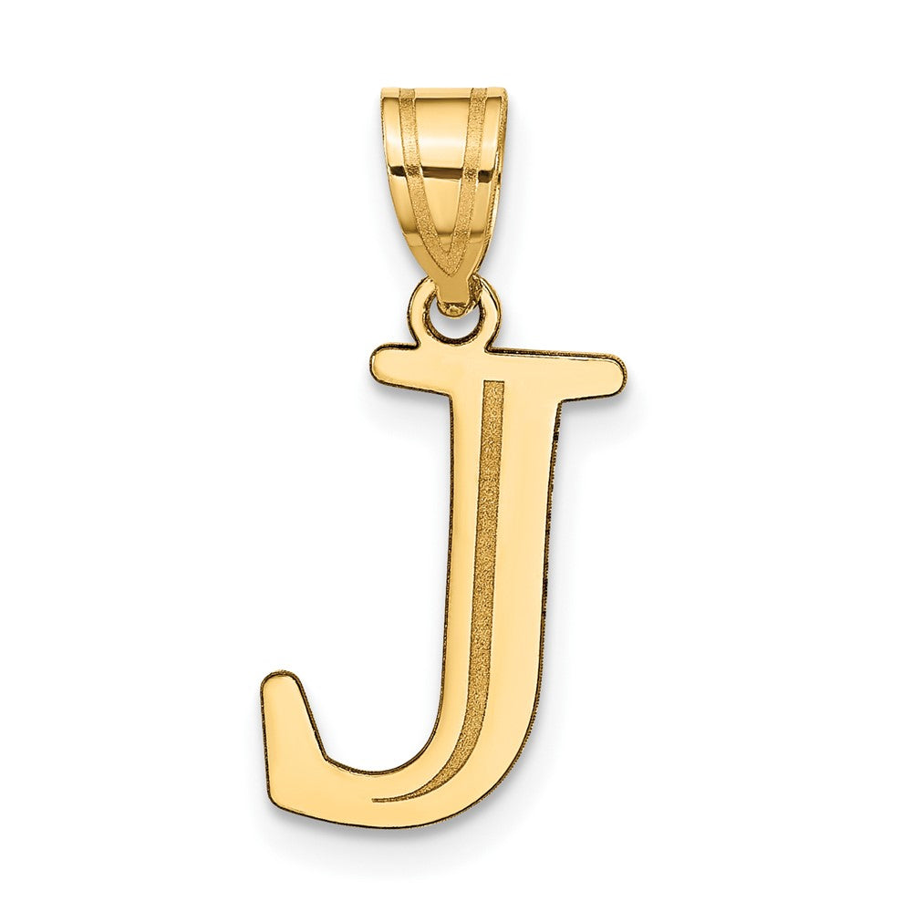 14k Polished Etched Letter J Initial Pendant - 2
