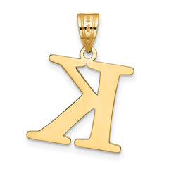 14k Polished Etched Letter K Initial Pendant