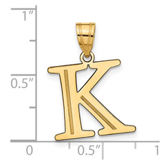 14k Polished Etched Letter K Initial Pendant