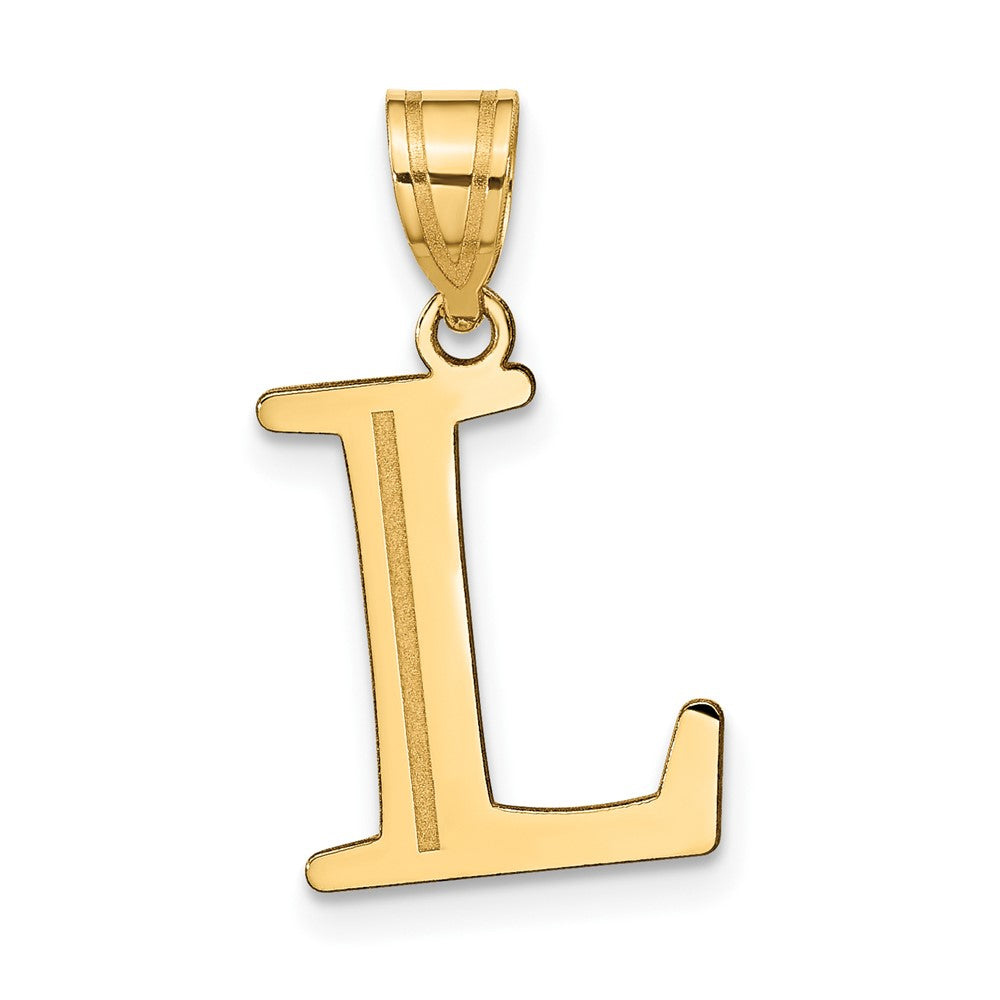 14k Polished Etched Letter L Initial Pendant - 2