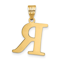 14k Polished Etched Letter R Initial Pendant - 2