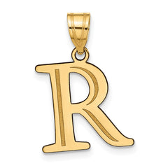 14k Polished Etched Letter R Initial Pendant - 2
