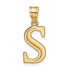 14k Polished Etched Letter S Initial Pendant - 2