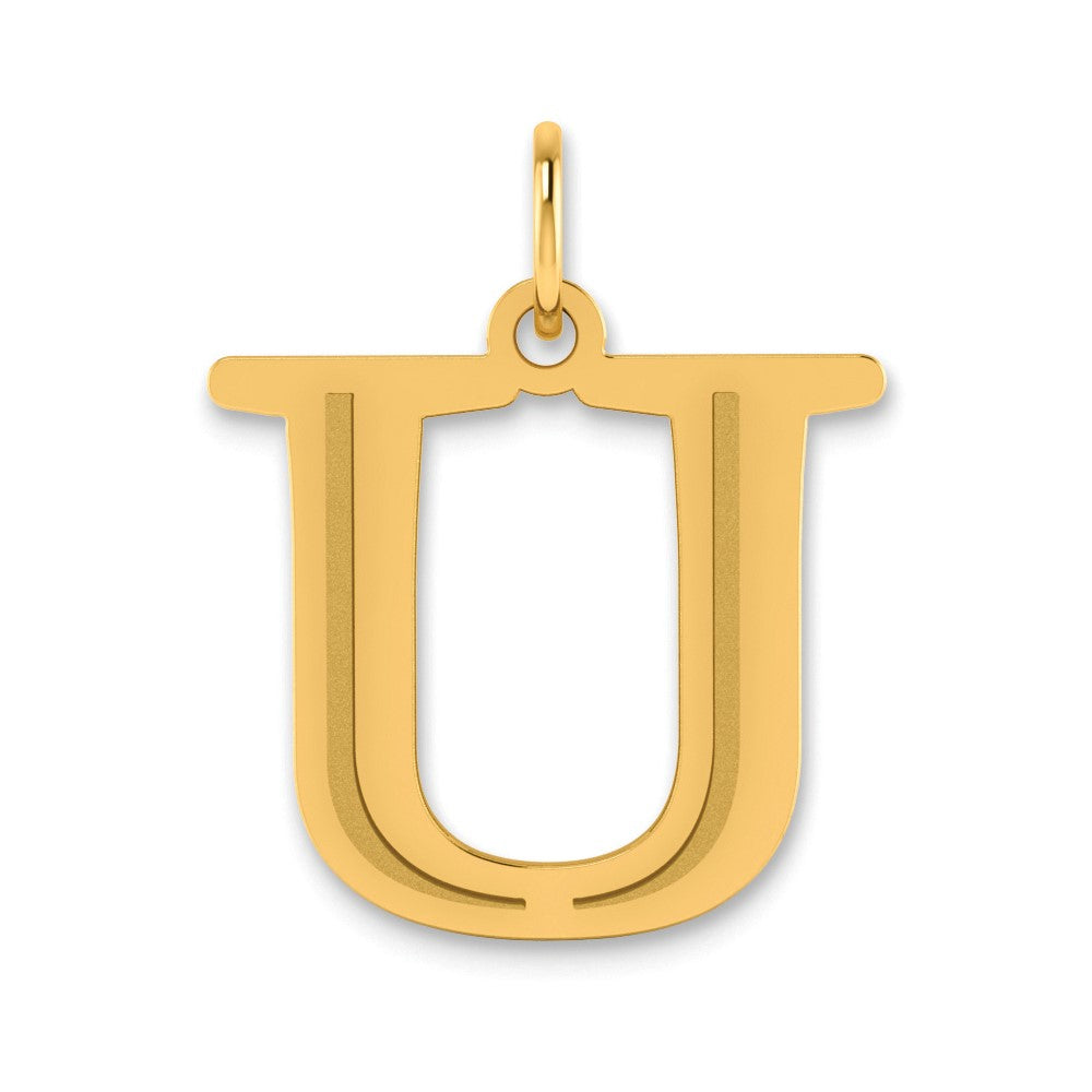 14k Polished Etched Letter U Initial Pendant - 2