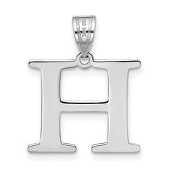 14kw Polished Etched Letter H Initial Pendant
