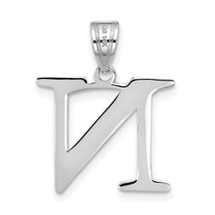 14kw Polished Etched Letter N Initial Pendant