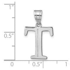 14kw Polished Etched Letter T Initial Pendant