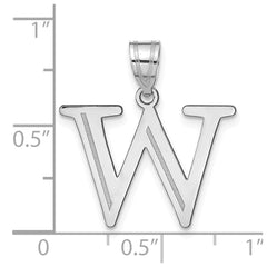 14kw Polished Etched Letter W Initial Pendant