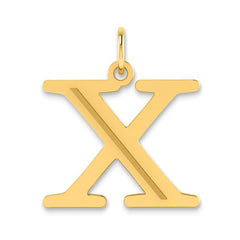 14k Polished Etched Letter X Initial Pendant - 2
