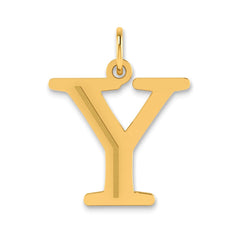 14k Polished Etched Letter Y Initial Pendant - 2