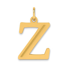 14k Polished Etched Letter Z Initial Pendant - 2