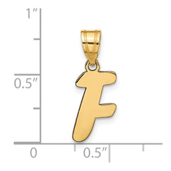 14k Polished Script Letter F Initial Pendant