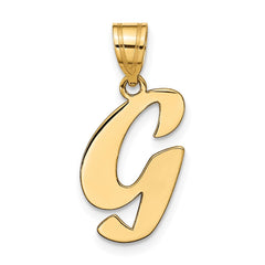 14k Polished Script Letter G Initial Pendant
