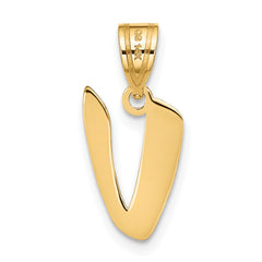 14k Polished Script Letter V Initial Pendant
