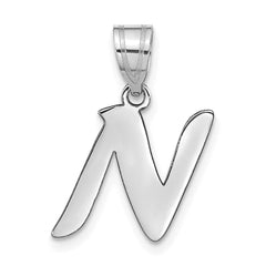 14kw Polished Script Letter N Initial Pendant