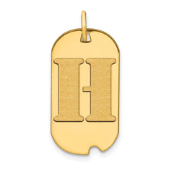 14k Polished Letter H Initial Dog Tag Pendant