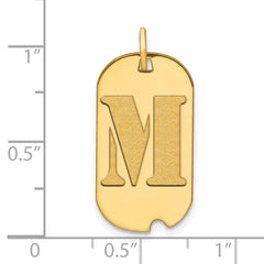 14k Polished Letter M Initial Dog Tag Pendant