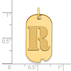 14k Polished Letter R Initial Dog Tag Pendant