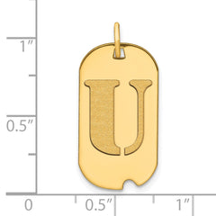 14k Polished Letter U Initial Dog Tag Pendant