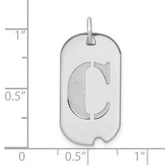 14kw Polished Letter C Initial Dog Tag Pendant