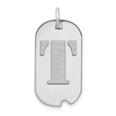 14kw Polished Letter T Initial Dog Tag Pendant