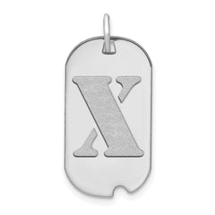 14kw Polished Letter X Initial Dog Tag Pendant