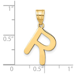 14k Polished Bubble Letter R Initial Pendant