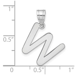 14kw Polished Bubble Letter W Initial Pendant